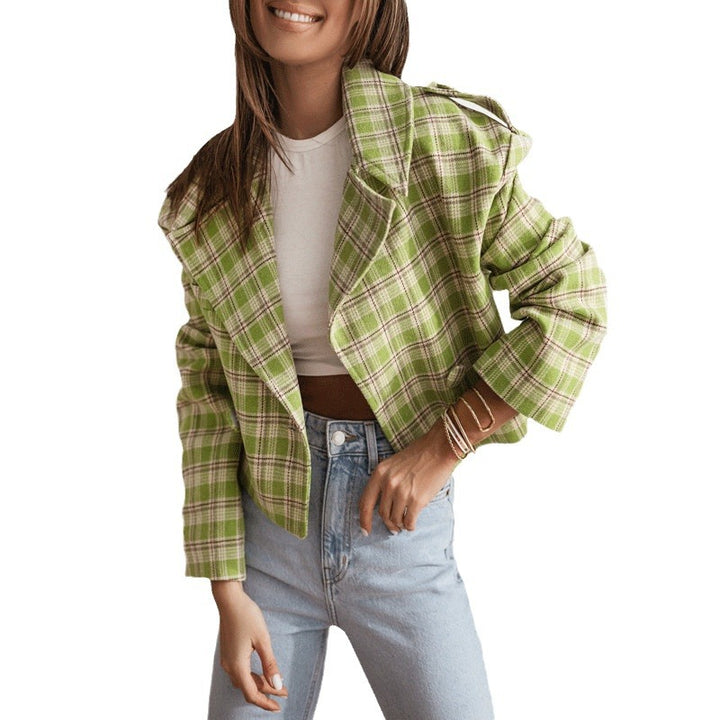 Dame Ternet Kort Blazer i Moderne Stil Stilla