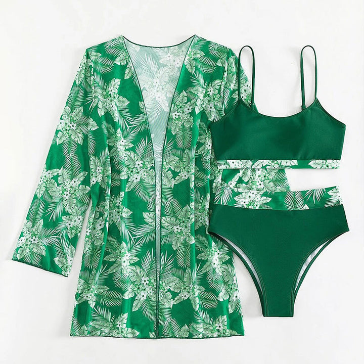 Dame Højskåret Blomster Halter-Bikini-Sæt Stilla