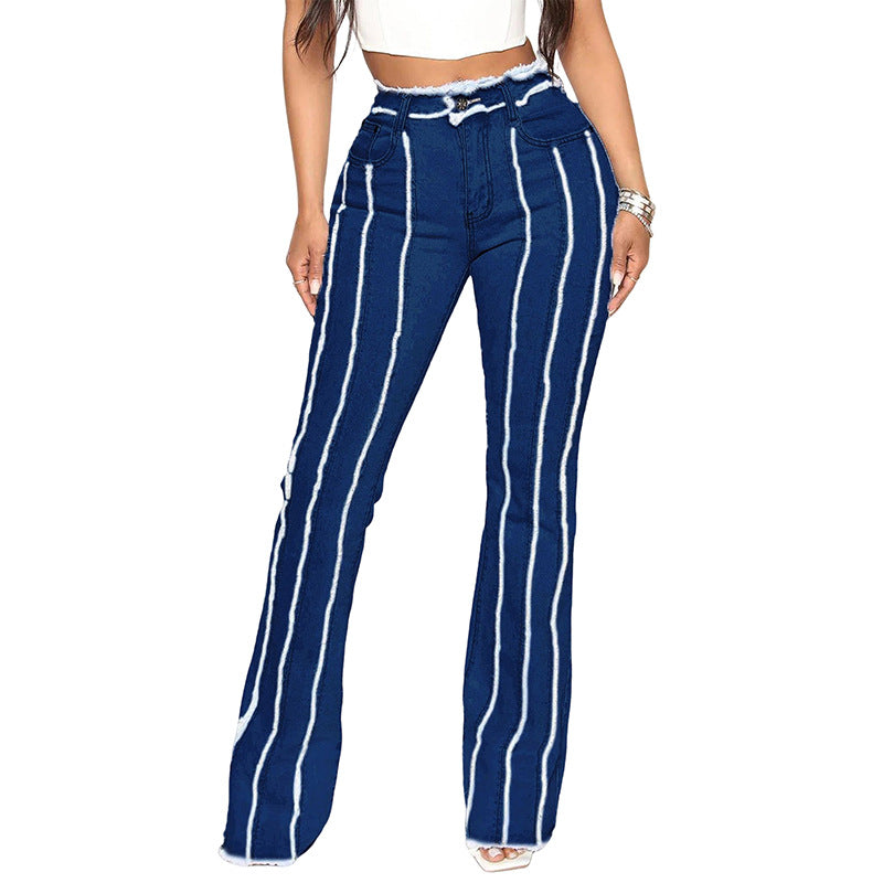 Dame Flared Jeans med vertikale striber Stilla
