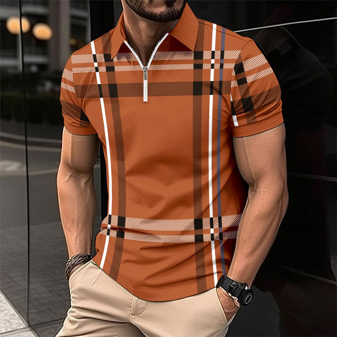 Herrer Stilfuld Lynlåse-Frontternet Polo T-shirt Stilla