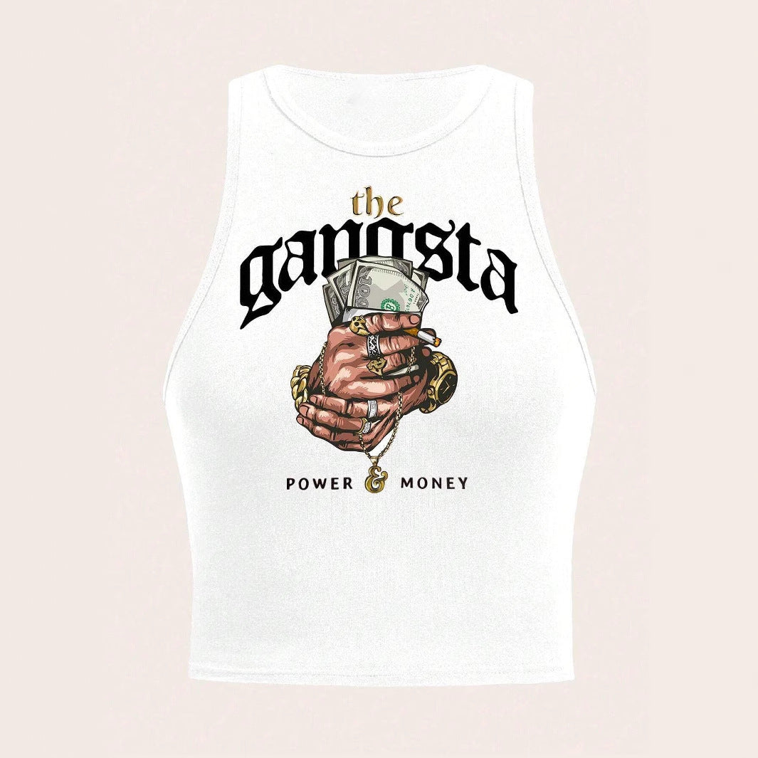 Damer Crop-Top med urban grafisk tryk og trendy stil Skovae