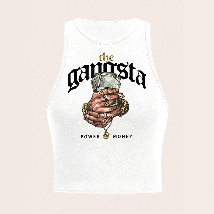 Damer Crop-Top med urban grafisk tryk og trendy stil Skovae