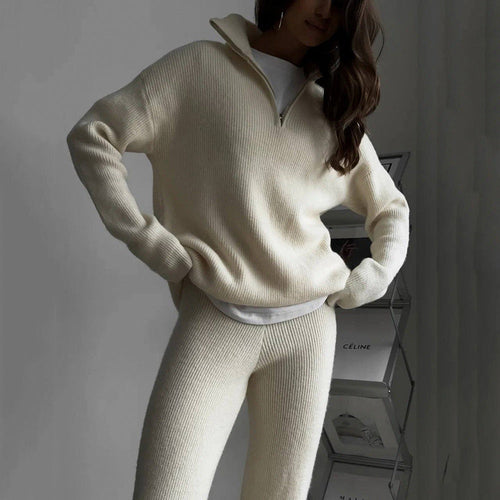 Stilla | Stilfuld Half-Zip Krave Strikket Sæt