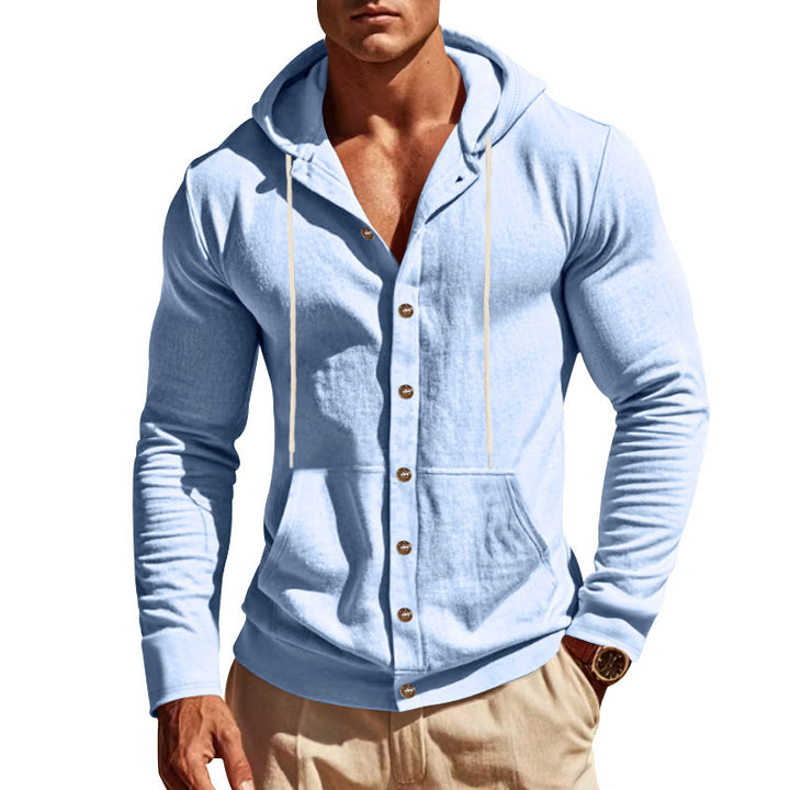 Herrer mode hoodie med struktureret design og praktiske knapper Stilla