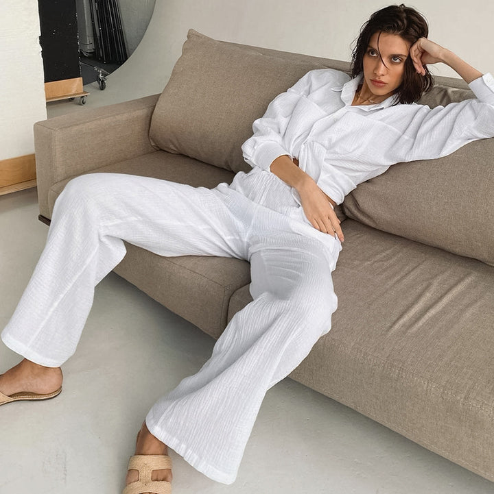 Dame fritids-jumpsuit lavet af let, åndbart stof med elegant struktur Stilla