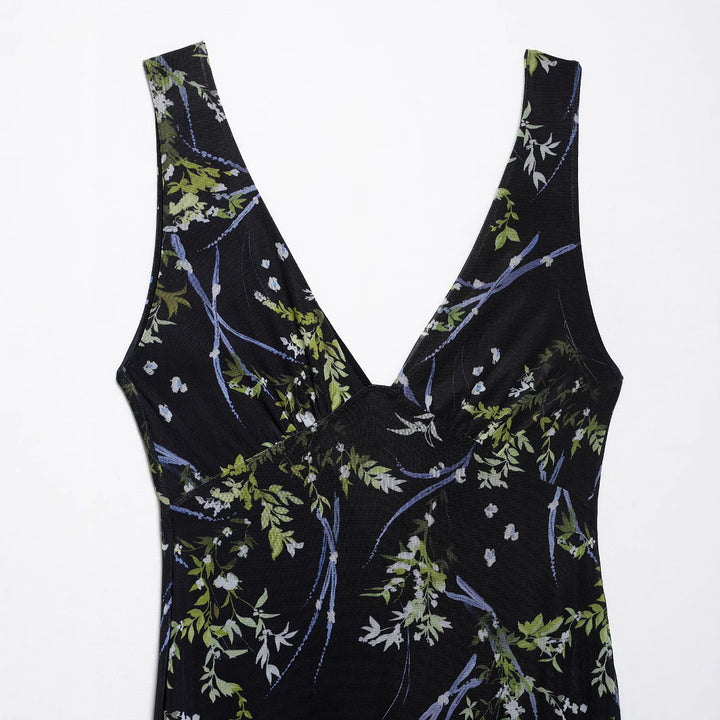 Femme Elegante Udsplittet Maxikjole med Udviklet Blomstermønster Stilla