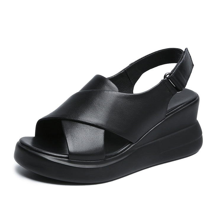 Dame Chic Læder Kile-Sandaler Stilla