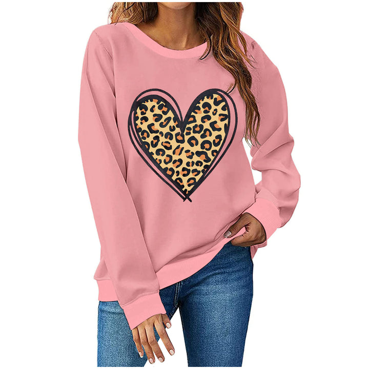Dame sweatshirt med kreativt leopardhjerte design Stilla