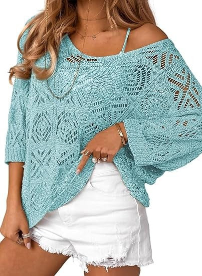 Dame strikpullover med åbent skulderdesign Stilla