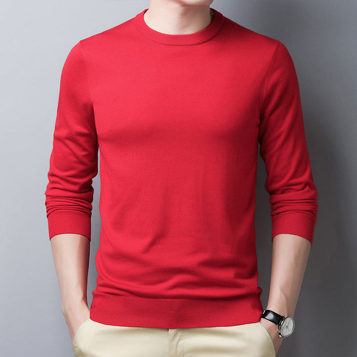 Stilla | Langærmet T-shirt Slim Fit Uld Silke Rundhalset med Ribkant