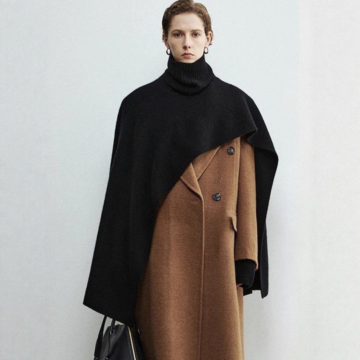 Dame elegant og moderne poncho med ekstra stor krave Stilla