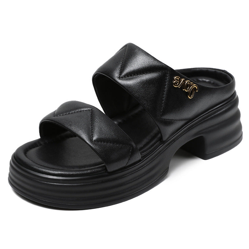 Dame platform slide sandaler med dekorative stropper Stilla