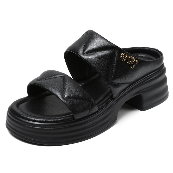 Dame platform slide sandaler med dekorative stropper Stilla