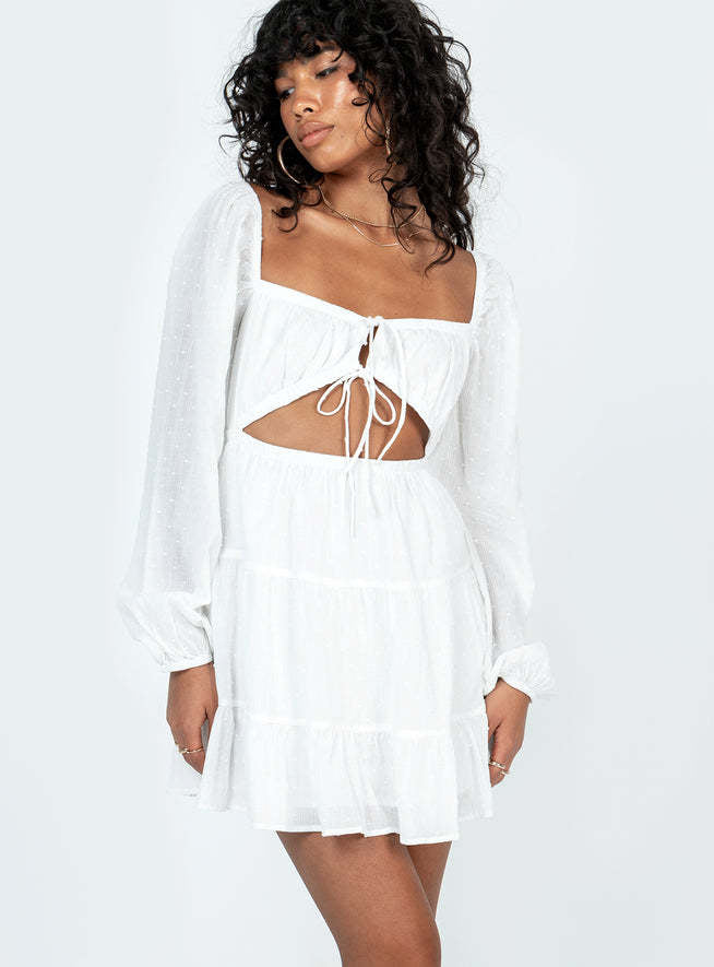 Dame luftig minikjole med cut-out og ruffles detaljer Skovae