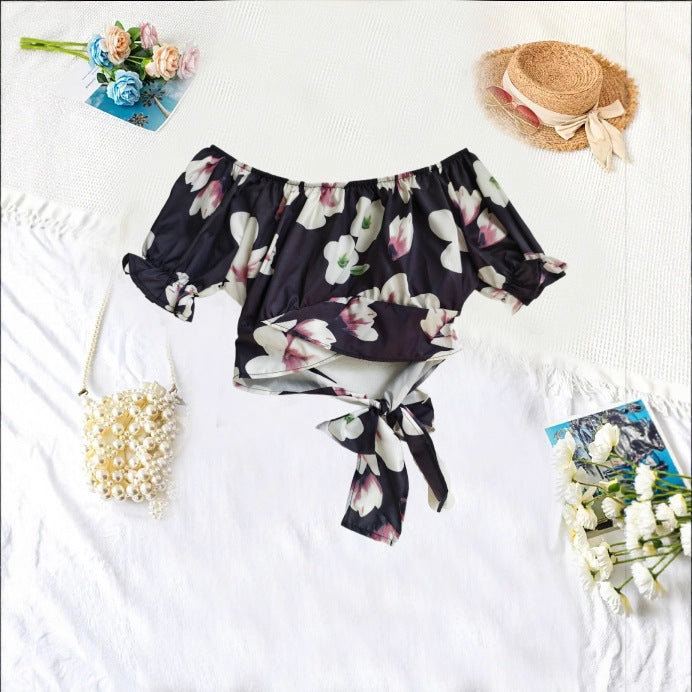 Dame Paisley Print Off-Shoulder Crop Top Stilla