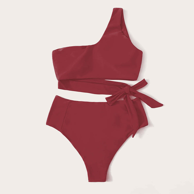Dame Ensidet Højskåret Bikini-Sæt Skovae