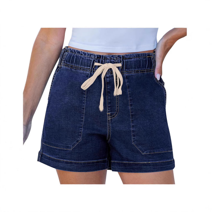 Dame behagelige Denim-shorts med elastik og praktiske lommer Skovae