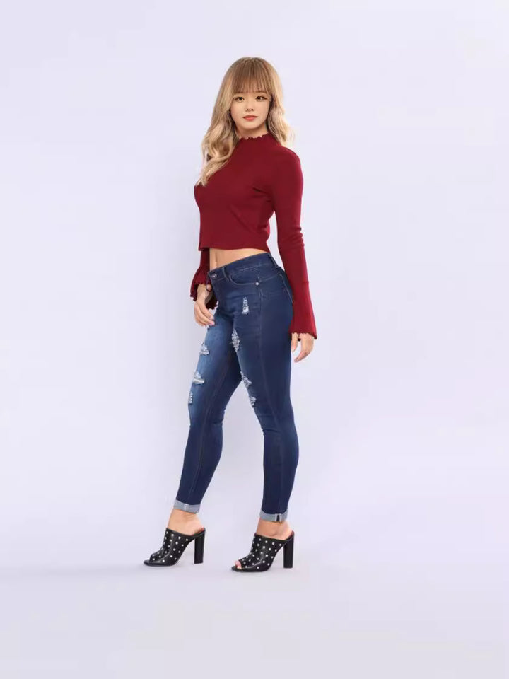 Dame Ripped Skinny Jeans med modige accenter og kropsnær pasform Stilla