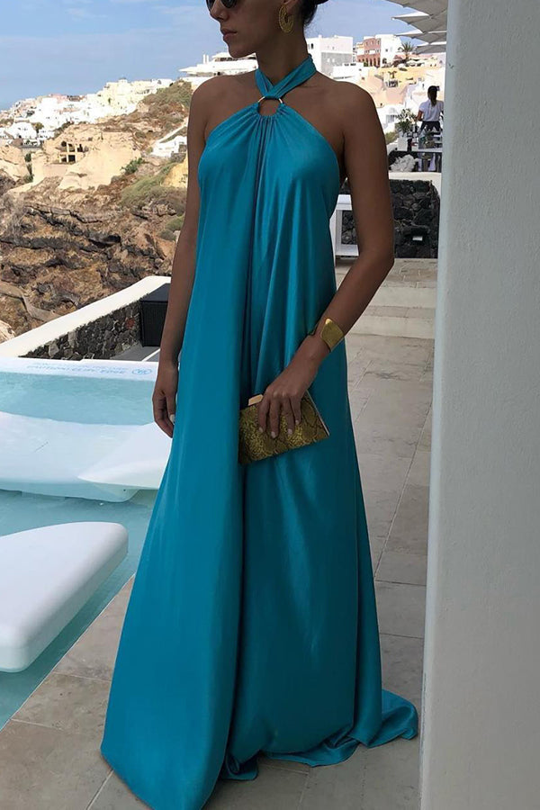 Stilla | Ring Halter Neck Rygløs Maxi Kjole