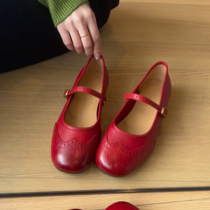 Dame elegante Mary Jane ballerinaer med udsmykket rem detalje Stilla