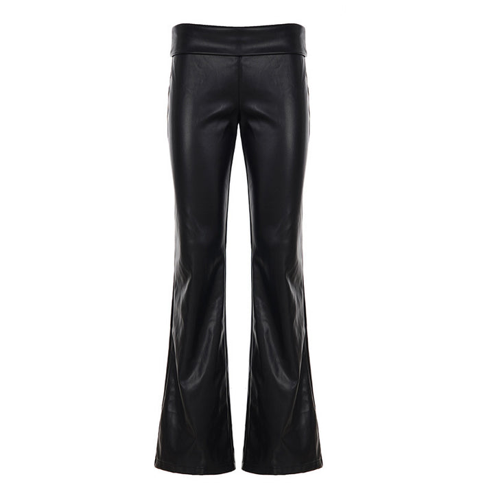 Dame fashion flared pants in imitation leather Skovae