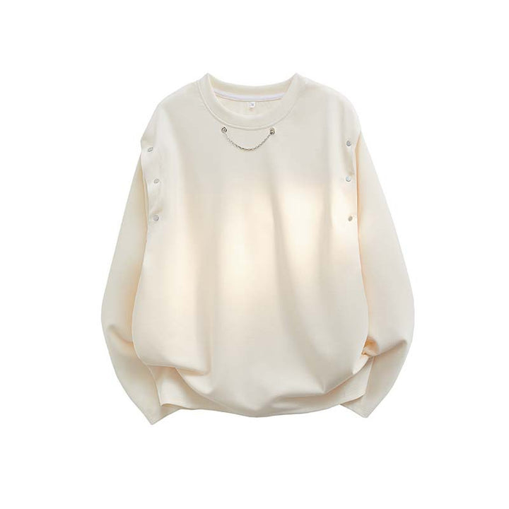 Femme Elegante Store Sweatshirt med Dekorative Knapper Stilla