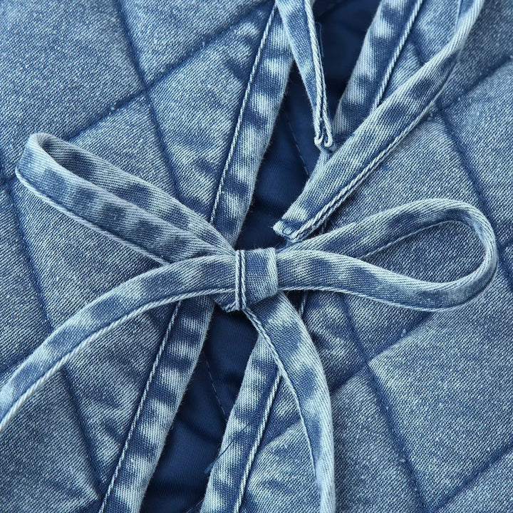 Dame quiltet Denim-jakke med frynset krave Stilla