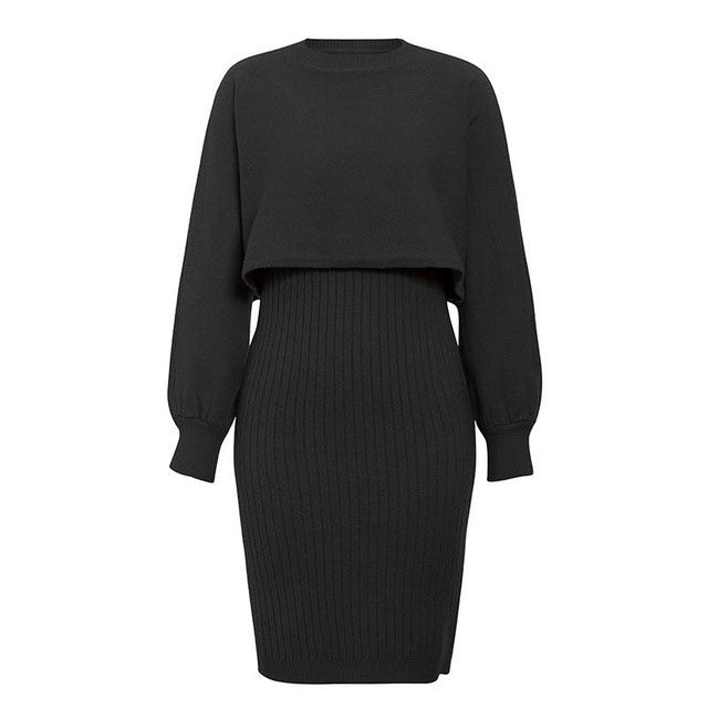 Damer Strik Kjole med Integreret Cropped Top Stilla