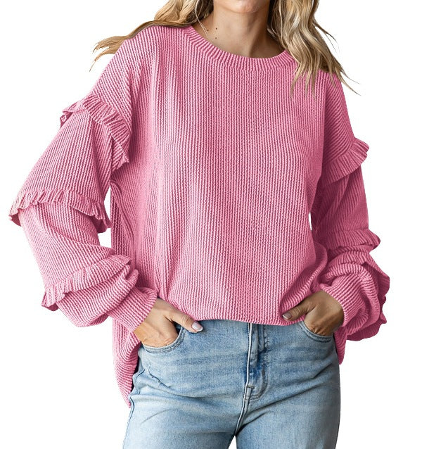 Dame sweater med flæseærmer Stilla