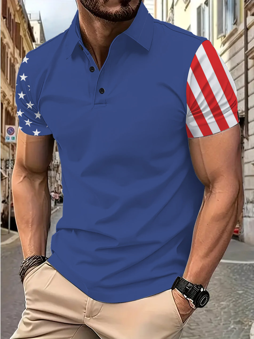 Herrer Poloshirt med kreativ ærmedesign Stilla