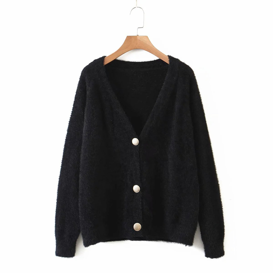 Kvinders hyggelige cardigan med store knapper og oversized pasform Stilla