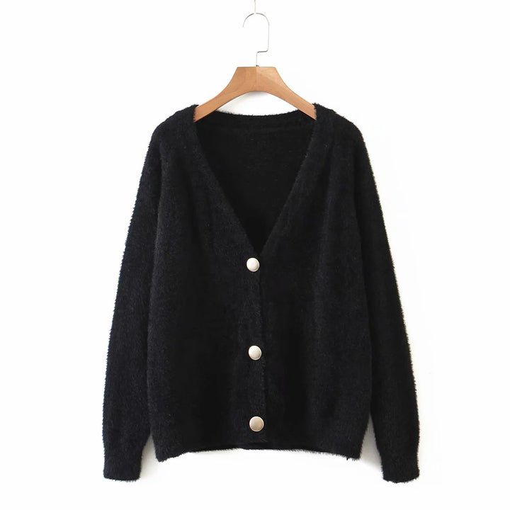 Kvinders hyggelige cardigan med store knapper og oversized pasform Stilla