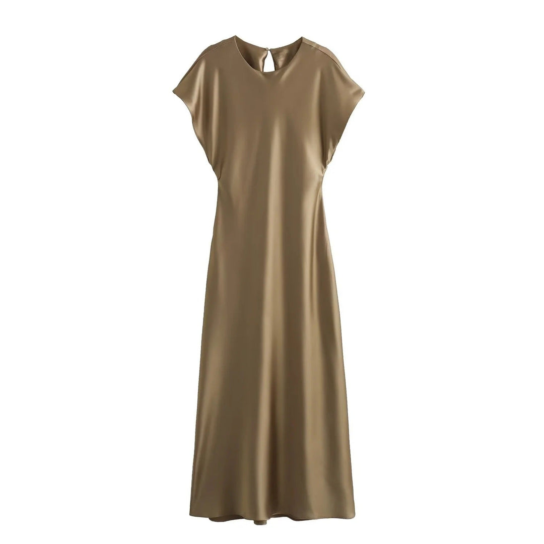Stilla | Luminous Satin Feel Uden Ærmer Midi Kjole