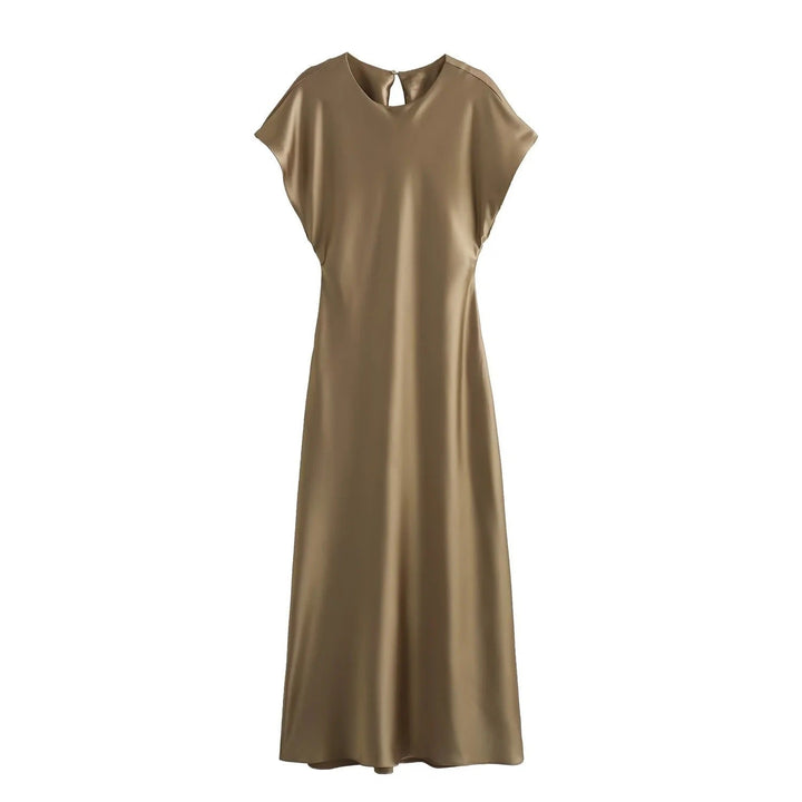 Stilla | Luminous Satin Feel Uden Ærmer Midi Kjole