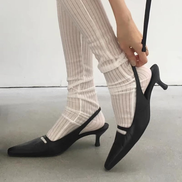 Damer Elegant Spidssko Slingback Høje Hæle med Justerbar Rem Stilla