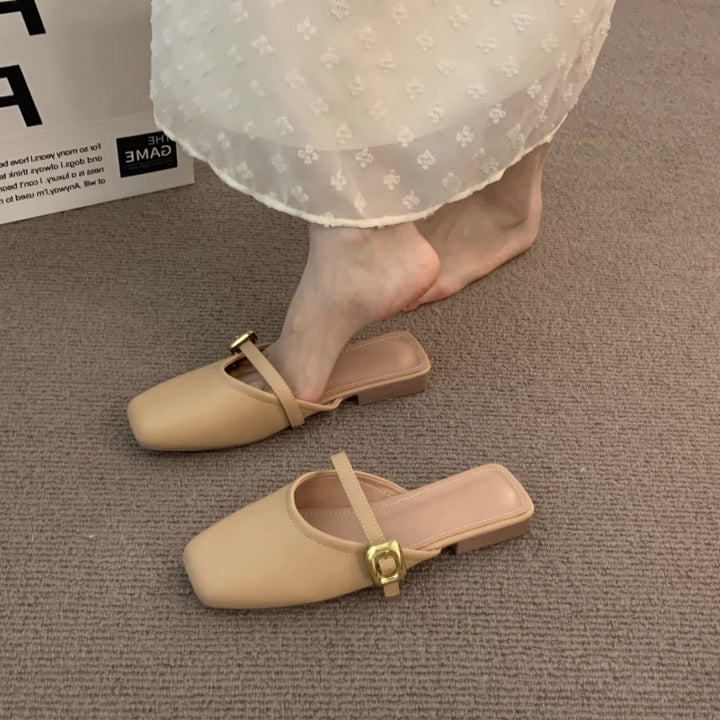 Dame Slip-On Mules med kvadratisk tåform og dekorativ rem Stilla