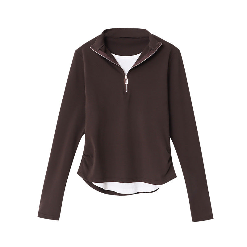 Kvinders højhalset sweater med lynlås Stilla