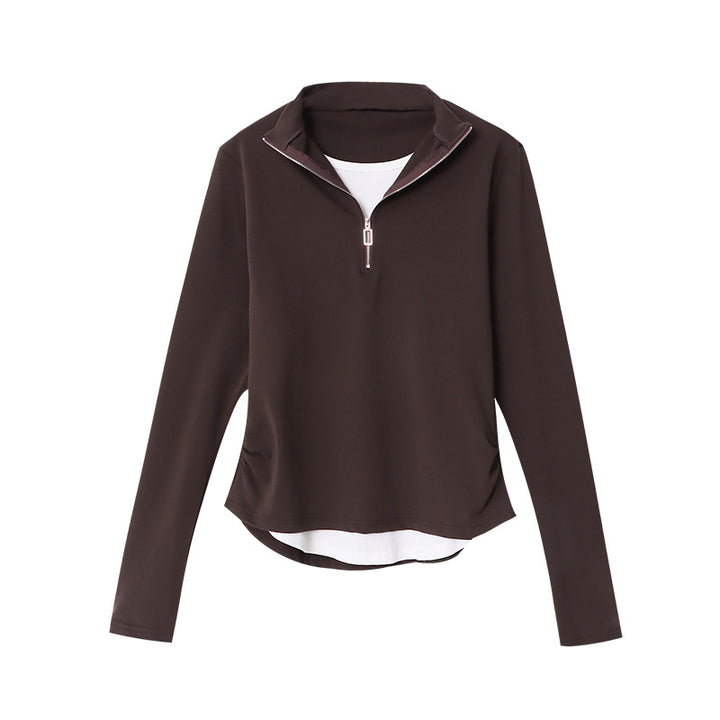 Kvinders højhalset sweater med lynlås Stilla