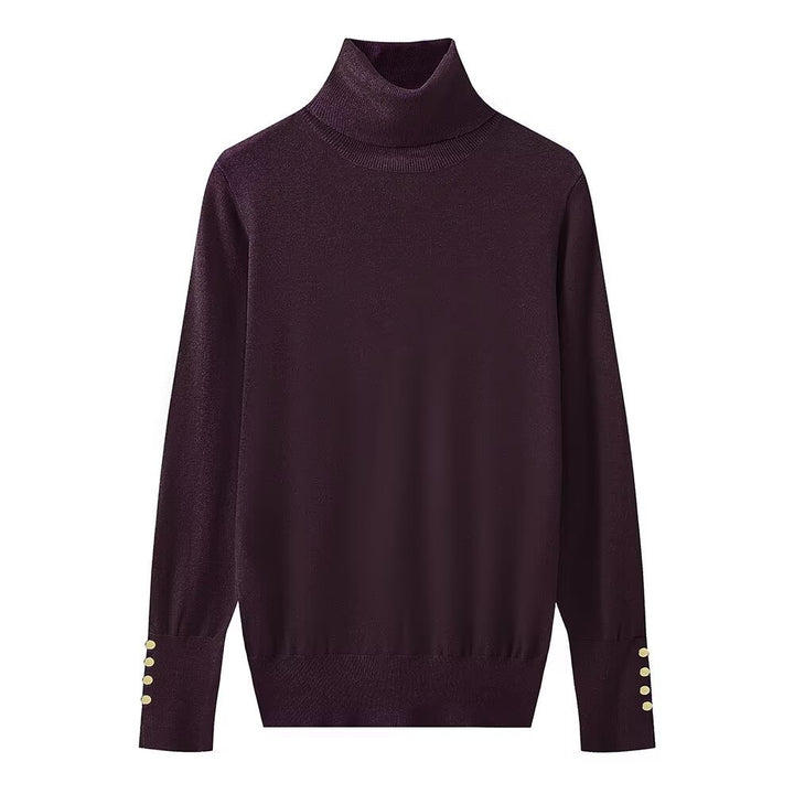 Femme Rullekravepullover med knapdetaljer Stilla