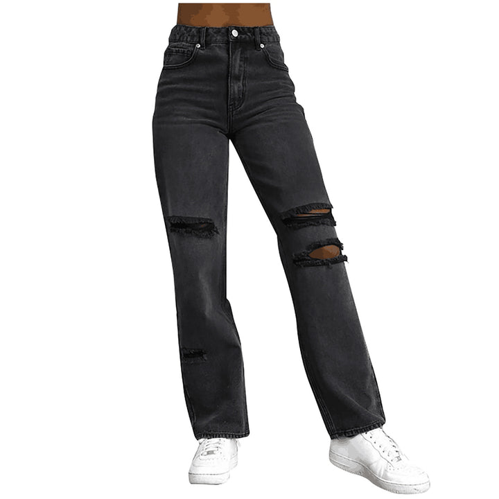 Dame Ripped Jeans i afslappet Urban-stil med højt skåret linning Stilla