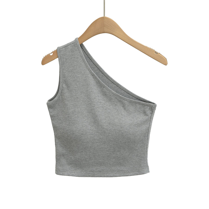 Dame Asymmetrisk Crop-Top i blødt strækmateriale med elegant design Stilla