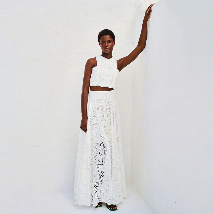 Dame Elegant To-delt Tøj Sæt med Hulmønster Stilla