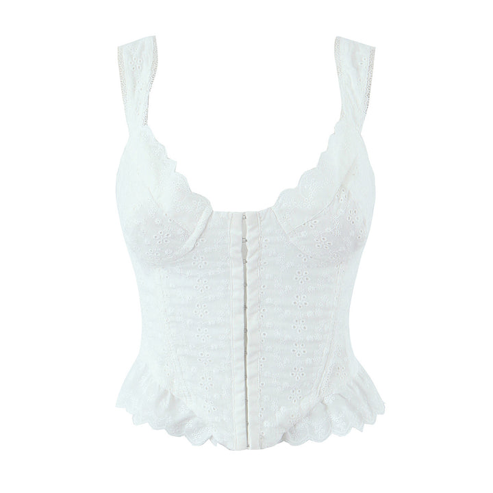 Dame Corset-top med elegante rynker og blomsterdesign Stilla