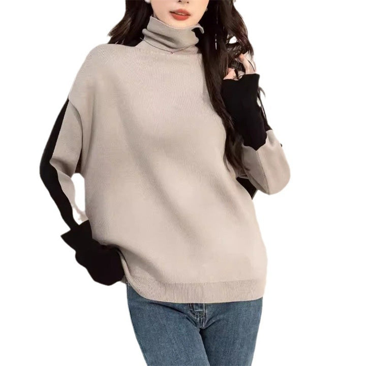 Kvinders oversized sweater med moderne turtleneck og kontrasterende ærme accenter Stilla