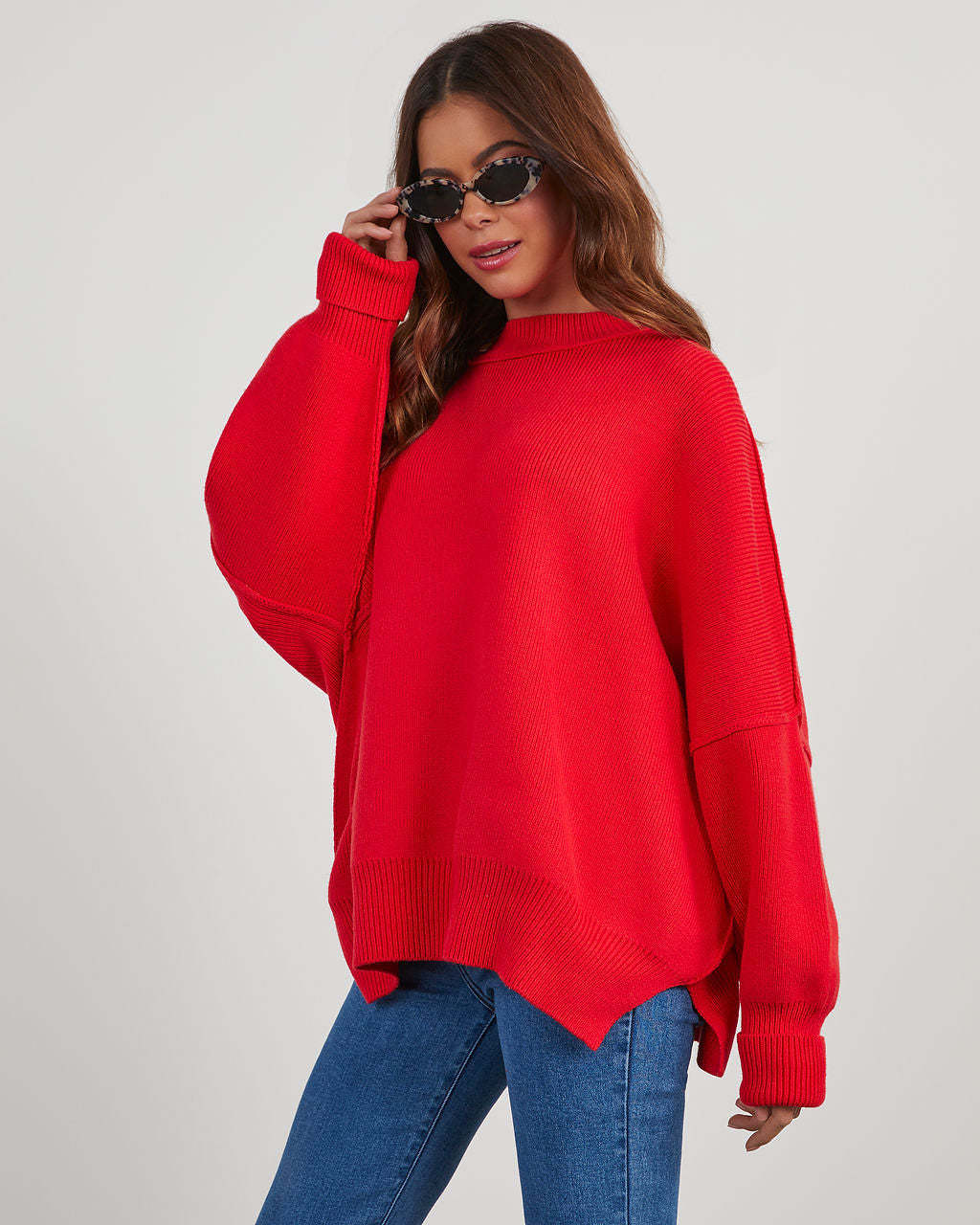 Dame Stor, afslappet sweater med stilfuldt ribmønster Stilla