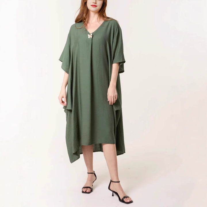 Dame Casual V-Hals Maxi Tunika Kjole Stilla