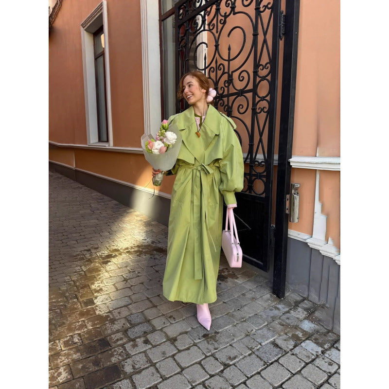 Dame Oversized Trenchcoat med voluminøse ærmer Stilla
