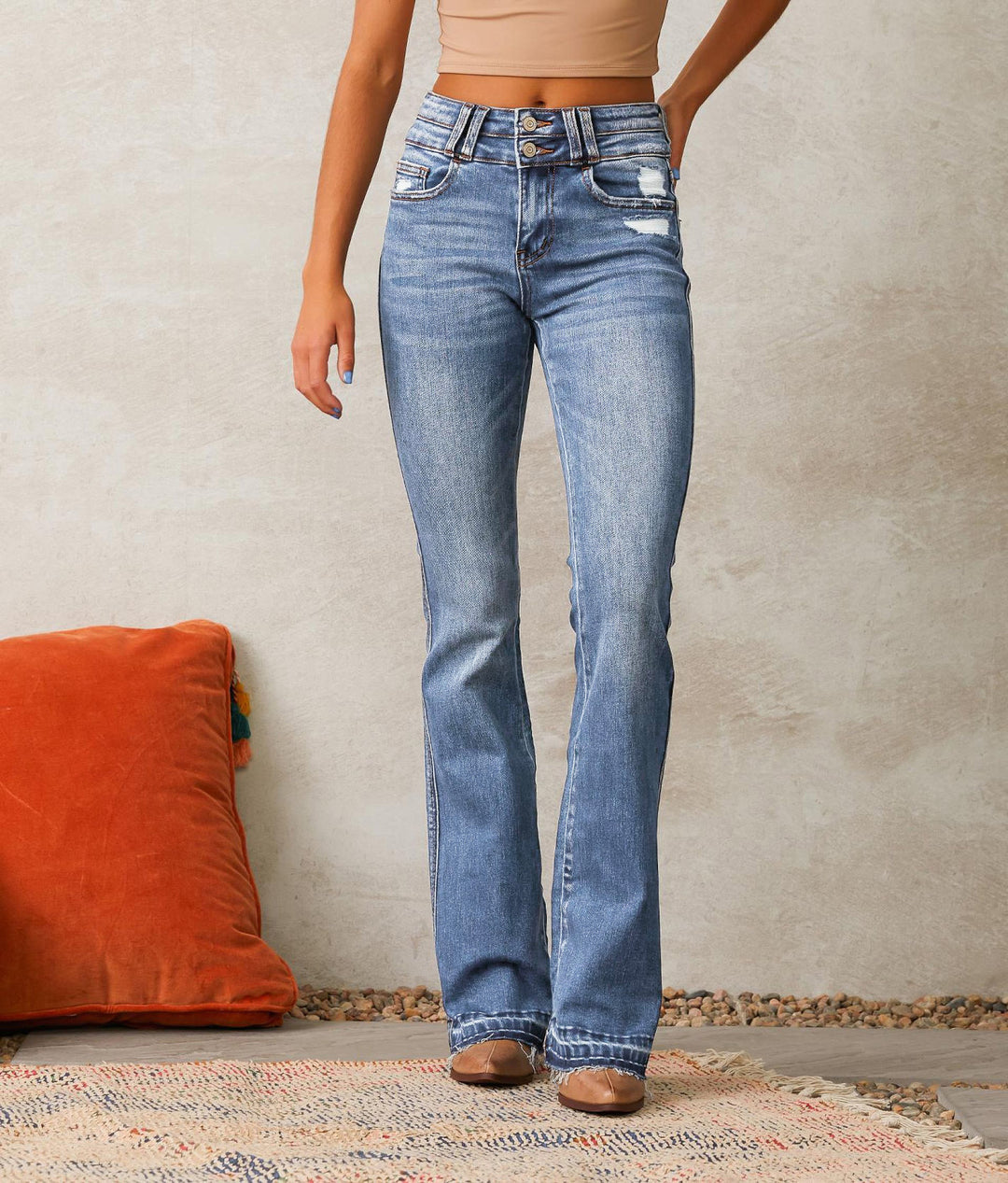 Dame Flare Jeans i Vintage-stil med høj talje Stilla