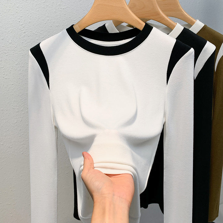 Dame Innovativt Langærmet T-shirt med kontrasterende Ærmelapper og tætsiddende Pasform Stilla