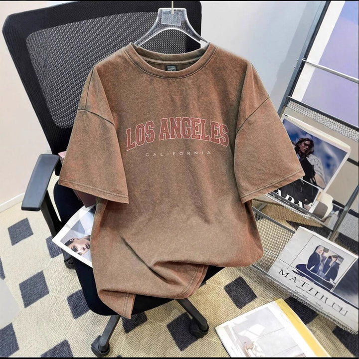 Dame Oversized T-Shirt med vintage-inspireret Los Angeles print og afslappet snit Stilla